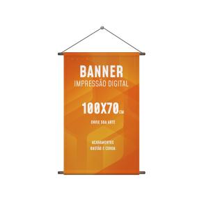 Banner 100 x 70 cm Lona 440g 100x70   Corda e Bastão ou Ilhós 