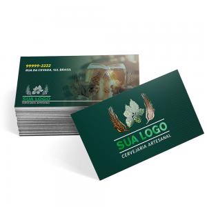 Cartão de visita frente e verso Couchê 250g 9x5cm Impressão Frente e Verso Verniz Total Brilho Corte Reto 